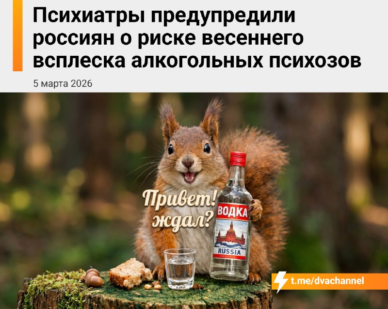 Весной Россию накроет волна алкогольных психозов, предупредили психиатры
Из-за весенней смены биори