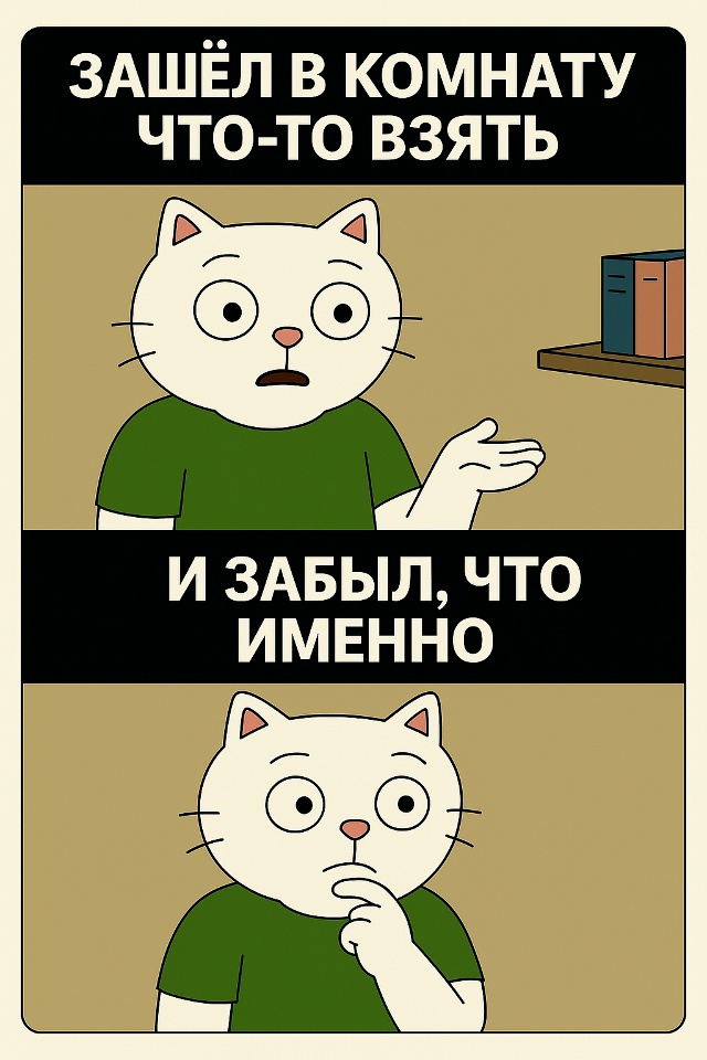 Заходишь в комнату с чёткой целью — взять одну вещь.
Но...