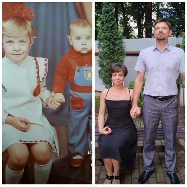 Какая крутая идея! С братом в детстве и через 30 лет!