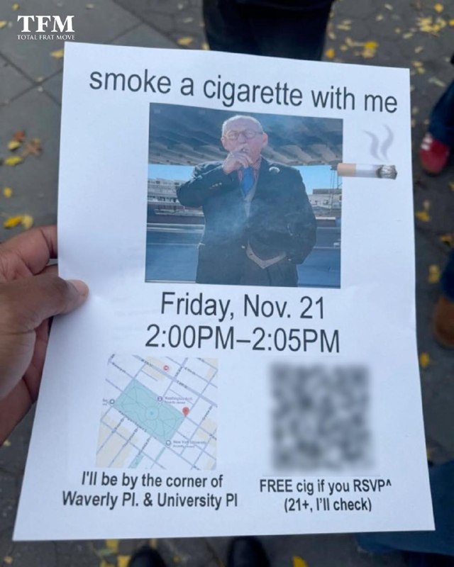 В соцсетях завирусился вайбовый 74-летний житель Нью-Йорка по имени Боб, который раздавал листовки с