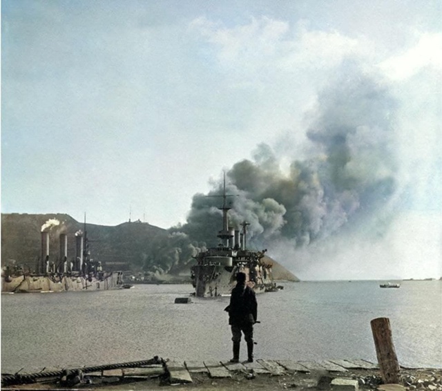 Pycский солдат в Порт-Артуре, 1905 гoд.