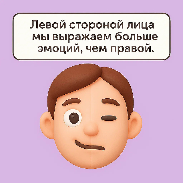 🙂 Левая сторона — зеркало чувств
Левая сторона лица ?...