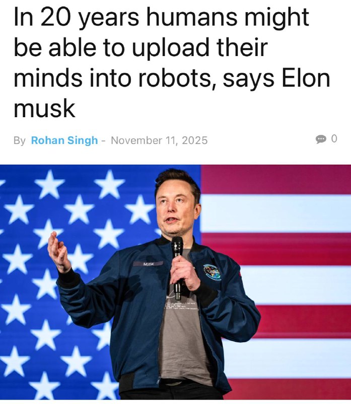 Через 20 лет люди смогут «загружать» своё сознание в роботов — заявил Илон Маск.
Речь о переносе в