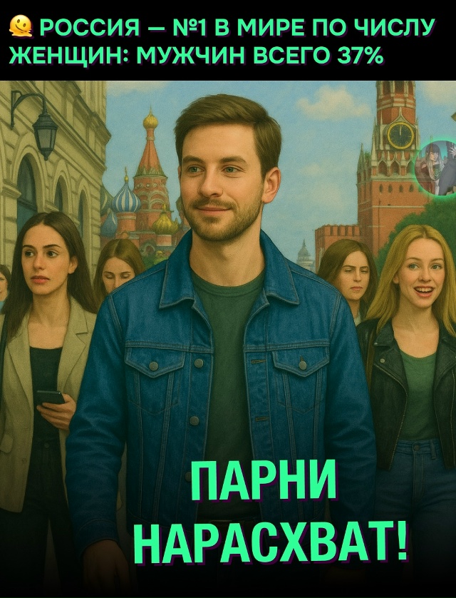 🤔 Россия — лидер по числу женщин: 63% населения страны ?...