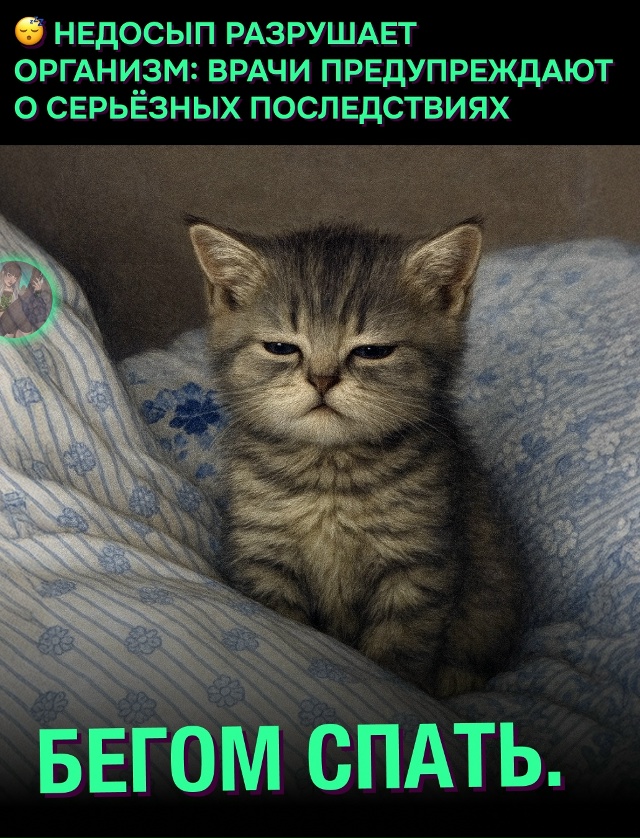 ❗Врачи: хронический недосып снижает иммунитет и повыш...