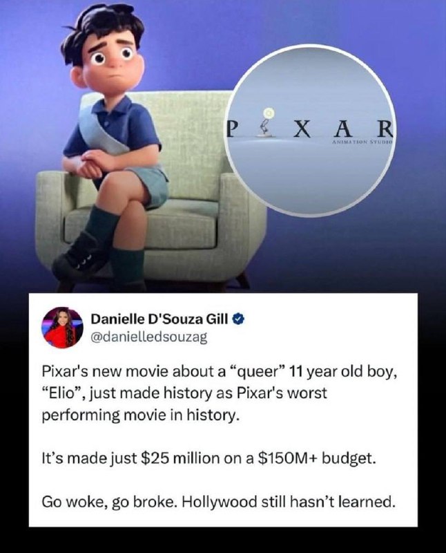 Новый мульт Pixar про 11-летнего «квир-мальчика» только что вошёл в историю как худший по кассе филь