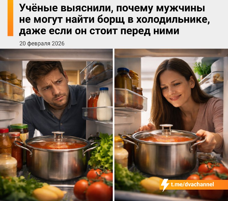 Учёные выяснили, почему мужики часто не замечают нужные вещи в холодильнике
Всё дело в разном воспр