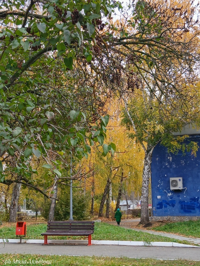 Детская площадка в октябре:
Горки ждут детей, тишина....