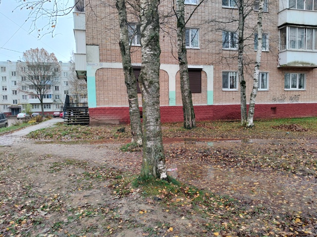 На углу дома 1А (микрорайон 1) уже вторую неделю