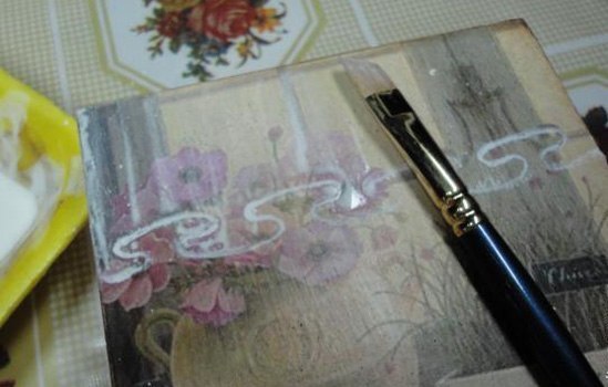 Декупаж и декор коробочки. Как нарисовать вуаль