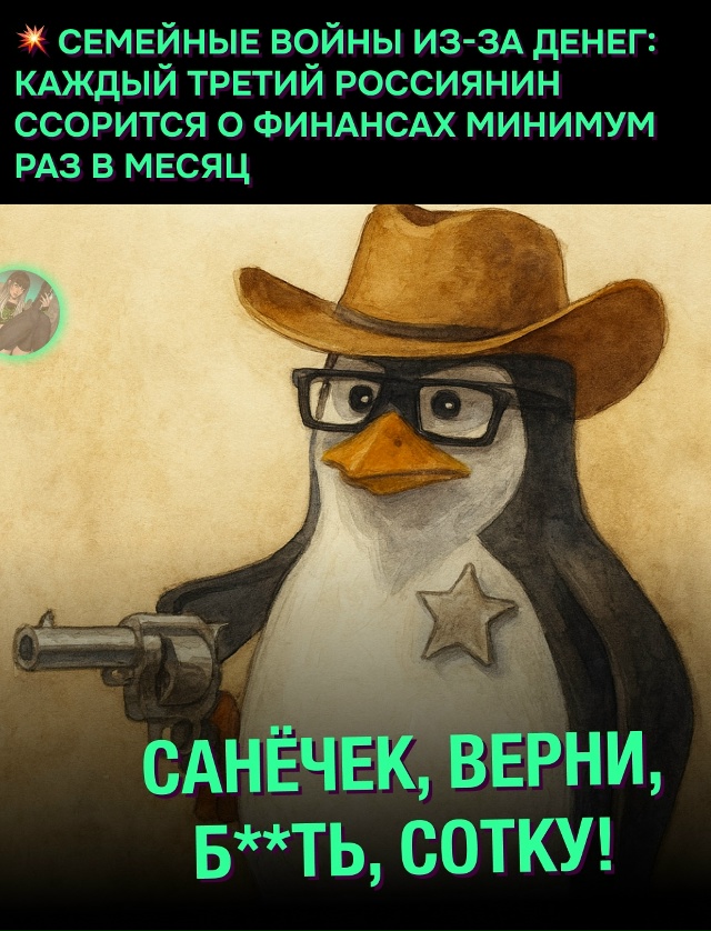 💸 Россияне всё чаще ссорятся из-за денег — треть руга?...