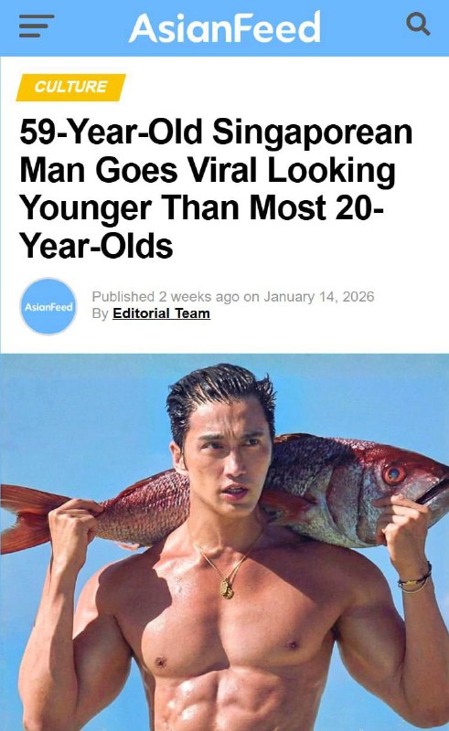 Этому пареньку 59 лет — в сети завирусился сингапурец, который выглядит моложе 20-летних.
«Дедушку»