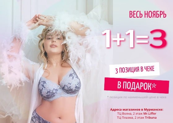 1+1=3 💥Весь ноябрь﻿ – выгодное предложение на нижнее б...