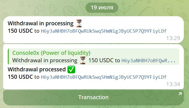 #Console0x 🎮
Сделал 19-й вывод прибыли.
Инвестировано: 6,750 $ 😎
Всего вывел: 2,200 $ ✅
➡️ Зайт