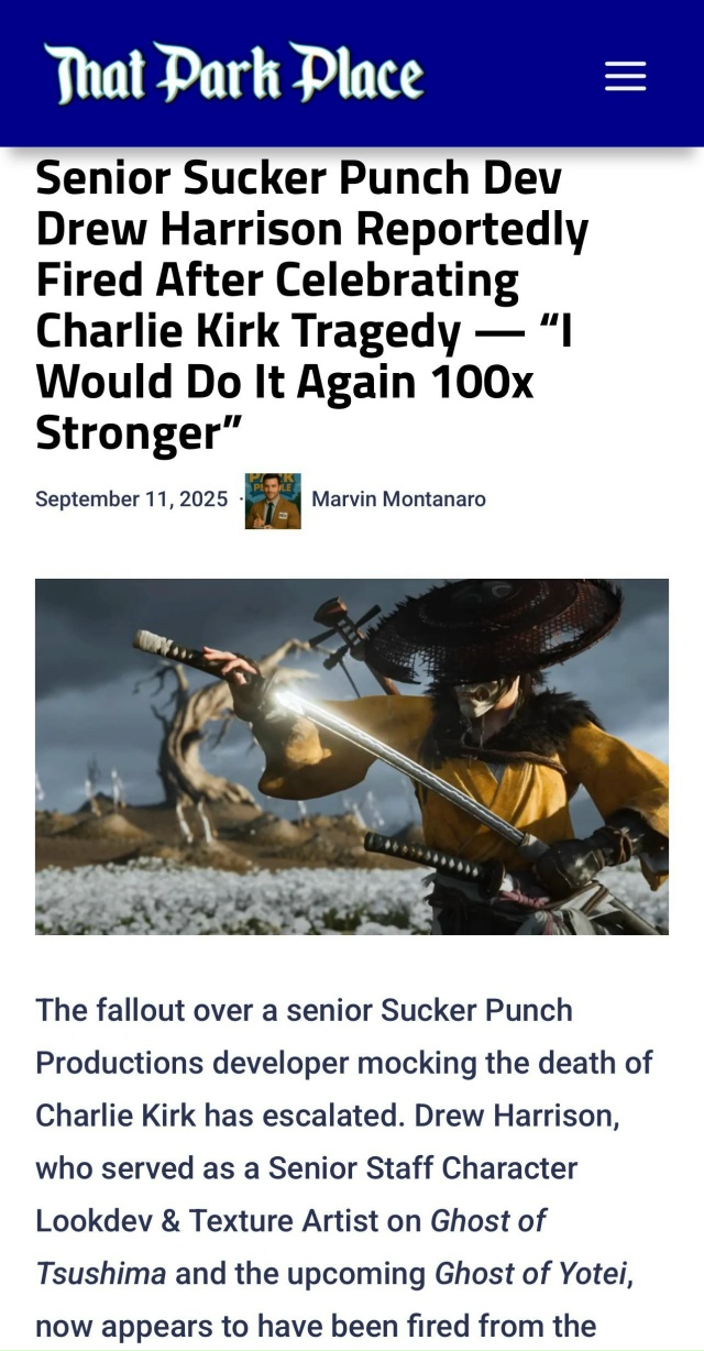 Художница Sucker Punch, уволенная за шутку про убийство Чарл...