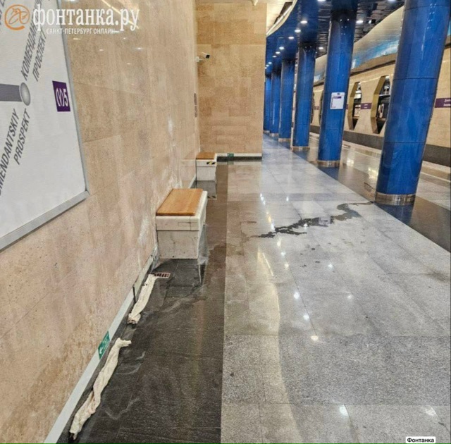 Станцию «Дунайская» немножко затопило.
На станции мет...