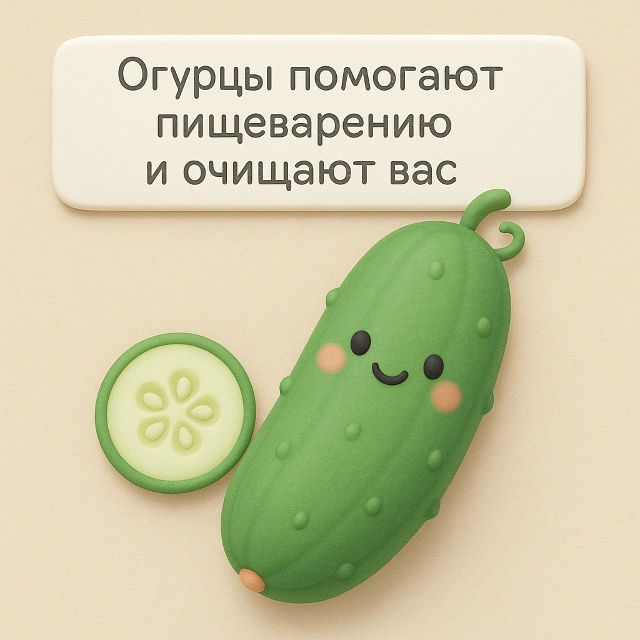 Хрустящая забота 🥒✨
Огурцы помогают пищеварению и м?...
