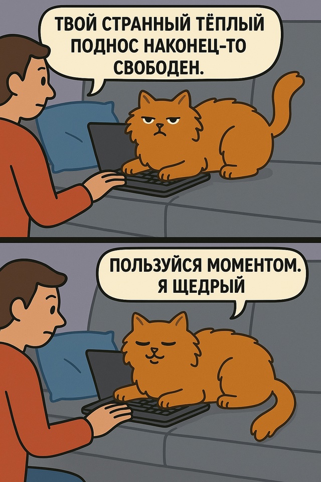 Когда у тебя срочная работа, но кот выбрал тебя как под?...