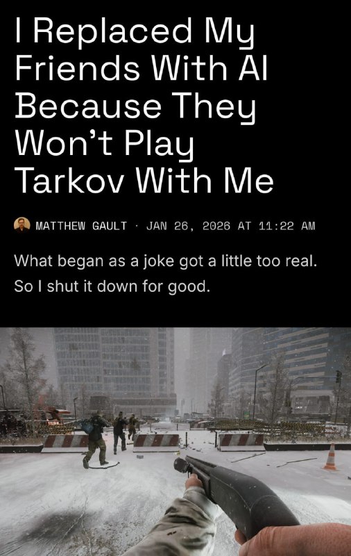 Парень просто ЗАМЕНИЛ друзей на ИИ, потому что они отказывались играть с ним в Тарков. Он собрал себ