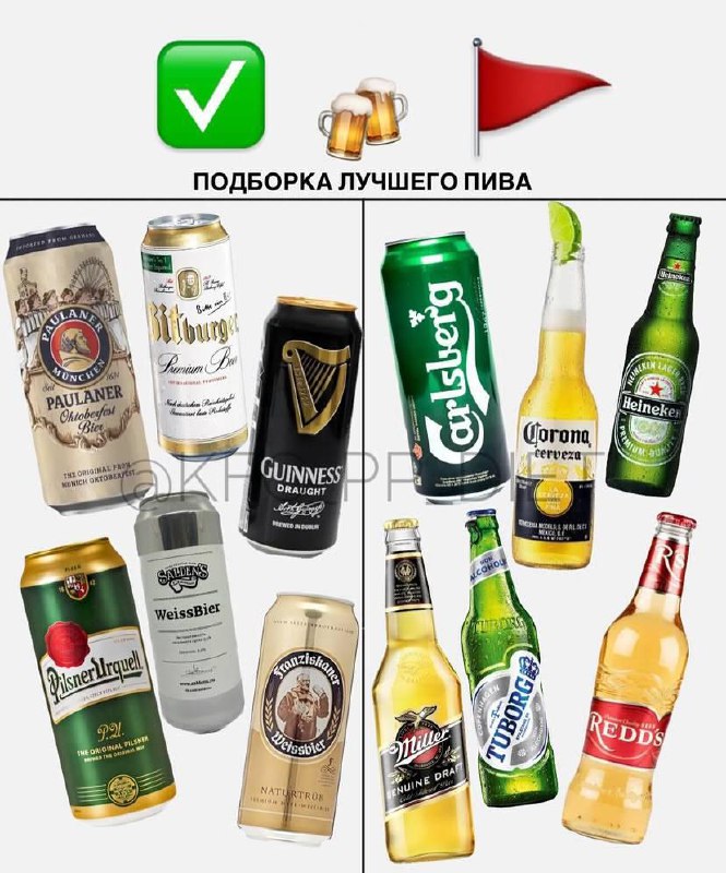 «Corona», «Bud» и «Miller» — это ред флаги в мире пива, считают интернет-эксперты.
Они составили г