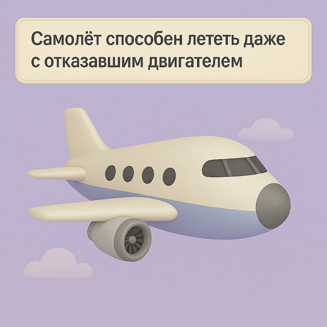 ✈️ Самолёт может продолжать полёт
даже с одним отказа...