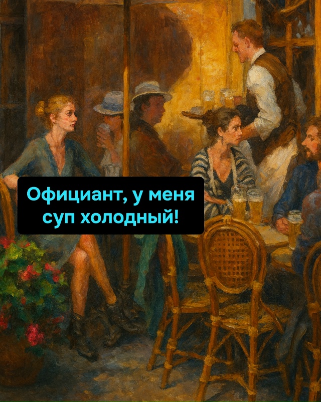 Она просто хотела горячий борщ, а не вот это испанское ?...