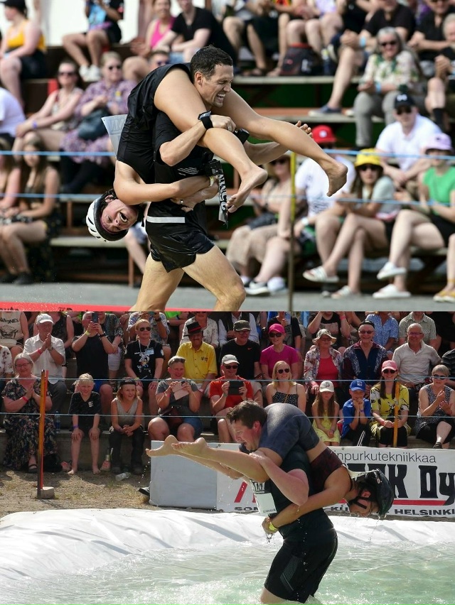 На чемпионате по переноске жён мужчины сражаются не за...