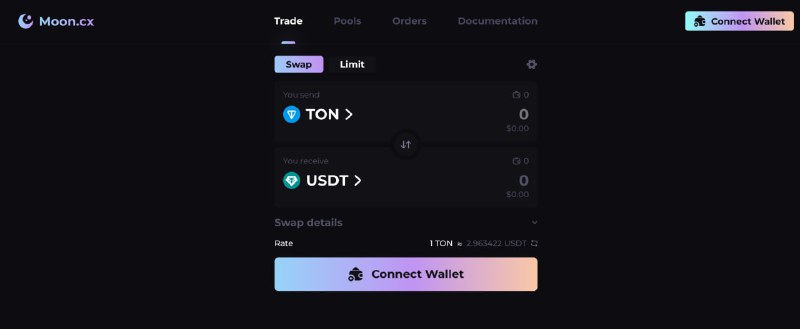 А вообще на днях запустился новый DEX на TON по адресу moon.cx
Делает его также, как и DeDust, неки