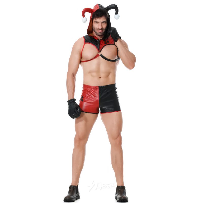 Секс-костюм шута нашли на маркетплейсах — это двухцветные кожаные труханы, перчатки и шапка с бубенц