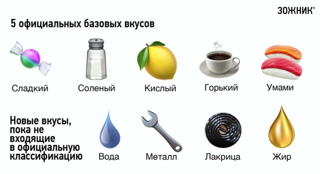 Перечисленные в слайде 5 вкусов - относятся к 
