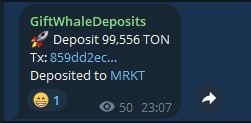 Кошелек которому 2 дня бабахает на маркеты по 100к TON и вероятно выкупает РЕДО.
Ни разу не искусст