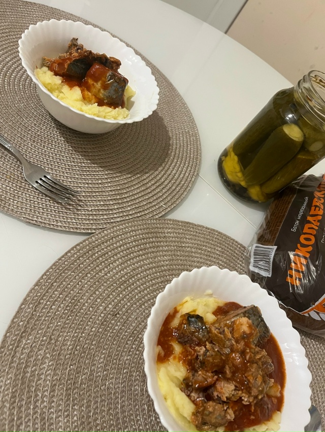 🤗Пюре со скумбрией в томате и домашние огурчики и пат?...