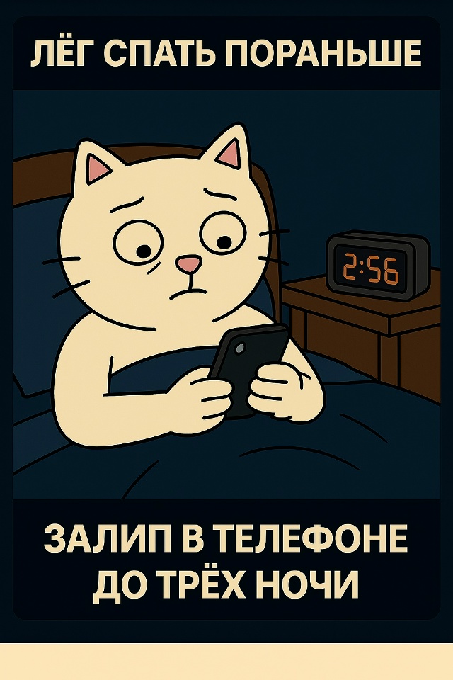Он лежит в кровати, в темноте светится экран телефона. ?...