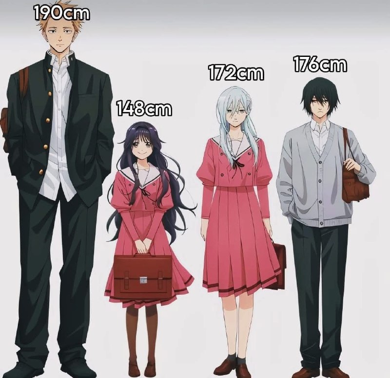 🌸Рост персонажей аниме «Благоухающий цветок расцветает с достоинством»