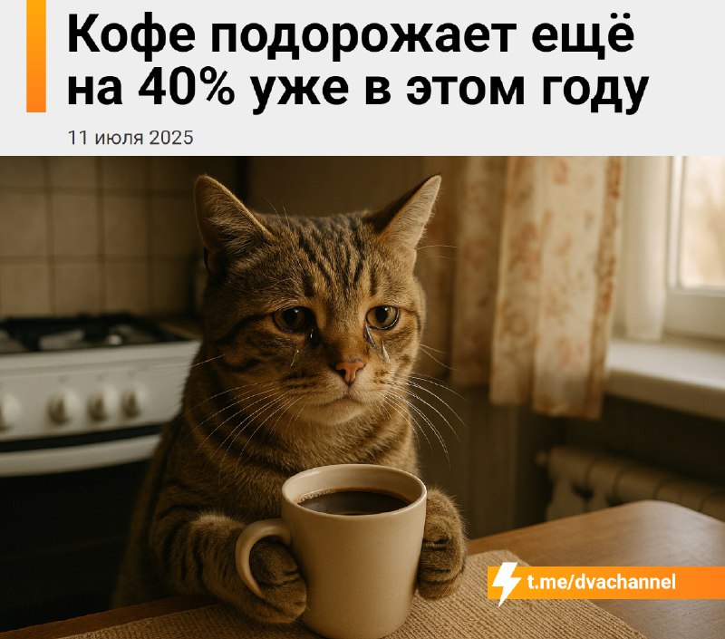 Кофе в этом году подорожает ещё на 40%
Причины — засуха в Бразилии, дожди во Вьетнаме и рост цен на