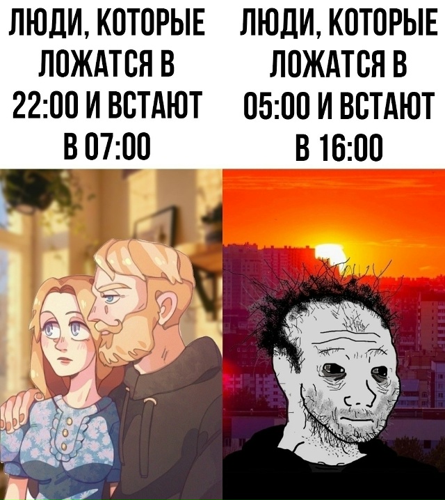 В выходные люди делятся на два типа