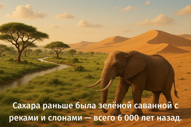 🏜 Ещё 6 000 лет назад Сахара была совсем другой.
Не пусты...
