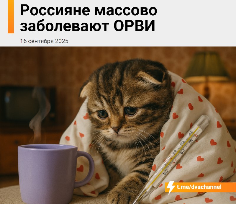 ⚡️Россияне массово заболевают: за неделю количество заражённых ОРВИ в России взлетело на 63% и превы
