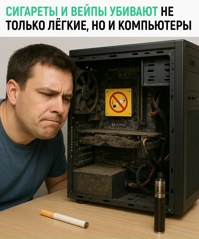 Дым и пар садятся на детали липким слоем, а сверху цепл?...