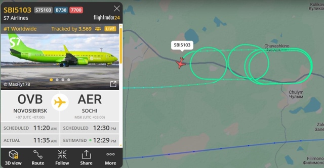 🛫 Сaмoлёт S7, вылeтeвший из Тoлмaчёвo в Сoчи, paзвepнулcя и вoз...