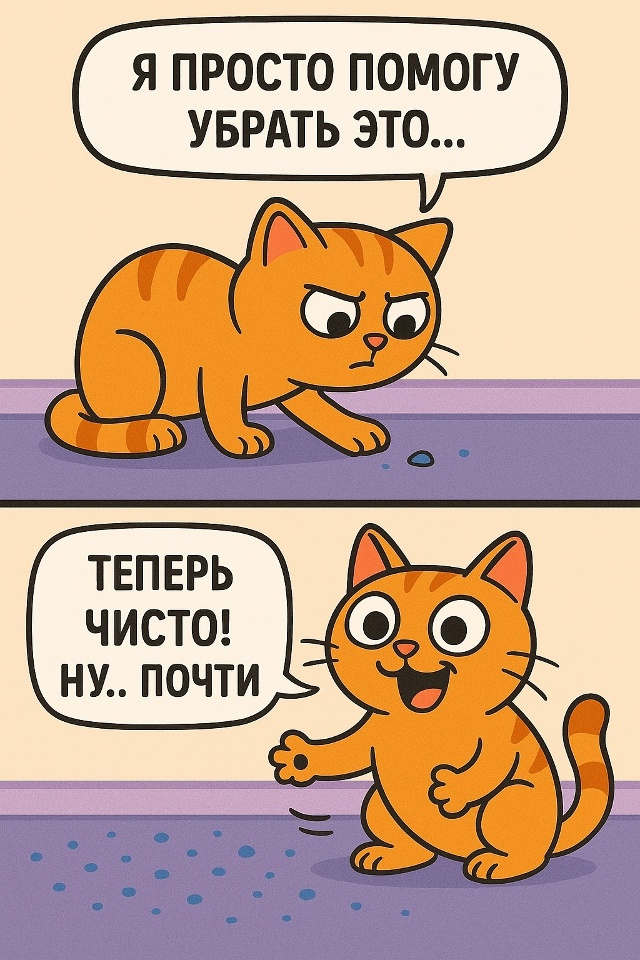 Когда кот маленький помощник