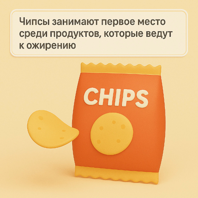Чипсы — лидер среди продуктов, вызывающих ожирение
Ис...