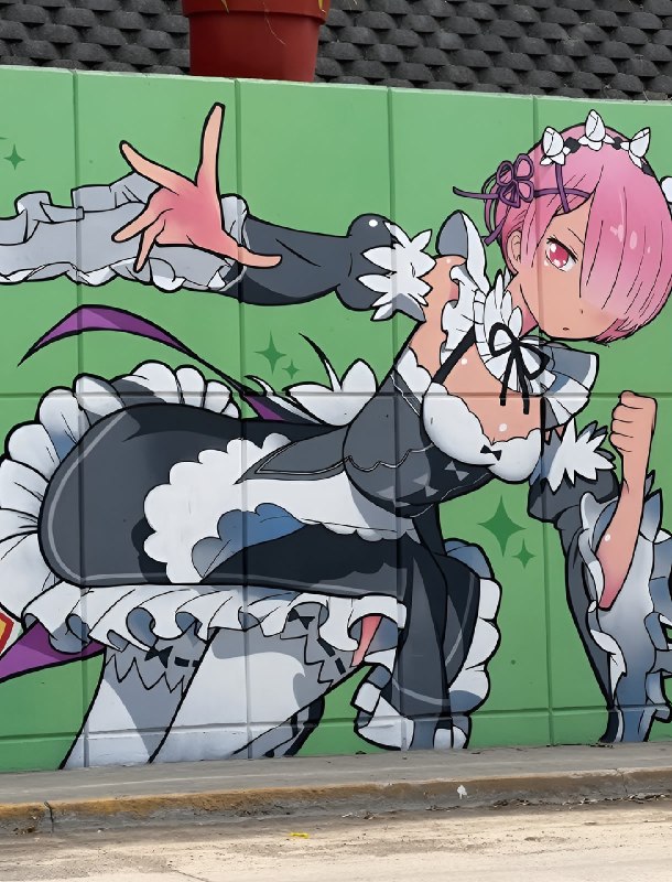 🎨 Близняшки Рем и Рам из Re:Zero появились прямо под городским мостом в Мексике!
Уличные художники