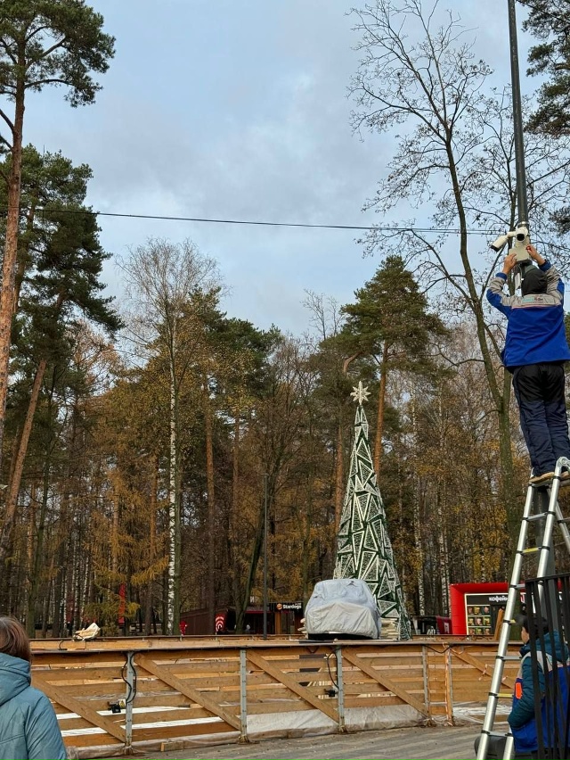 В парке «Пехорка» уже устанавливают новогоднюю ёлку. ??...