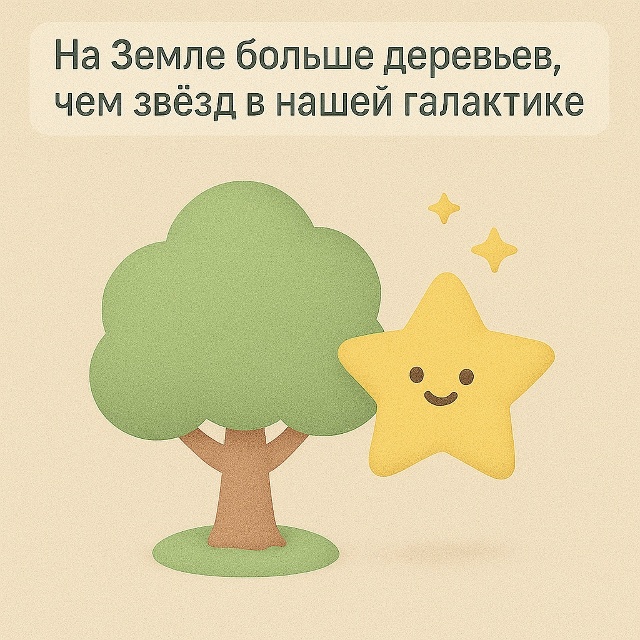 🌳 Больше, чем звёзд
На Земле растёт больше деревьев, ч...