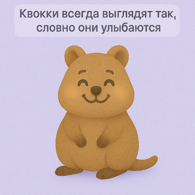 😊 Самые жизнерадостные зверьки
Квокки известны тем, ?...