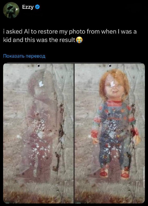 Юзкейс на миллион: пользователь X закинул свою старую детскую фотку в ИИ-апскейлер, чтобы улучшить к
