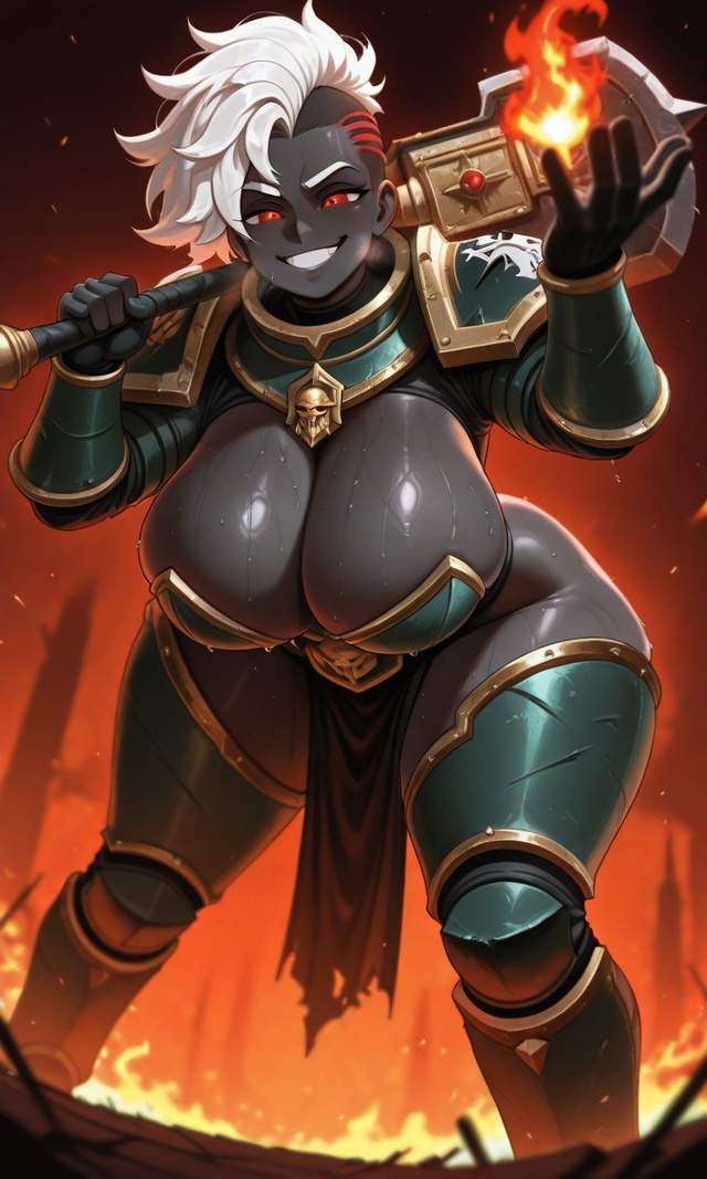 Персонаж: Fem Vulkan
Сеттинг: Warhammer 40K
Автор: Ai generated