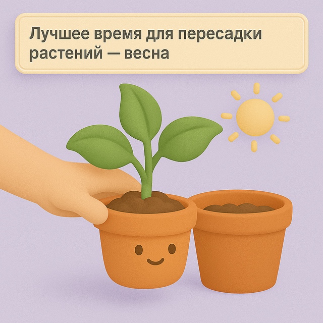 🌱 Лучшее время для пересадки — весна.
Когда земля уже...