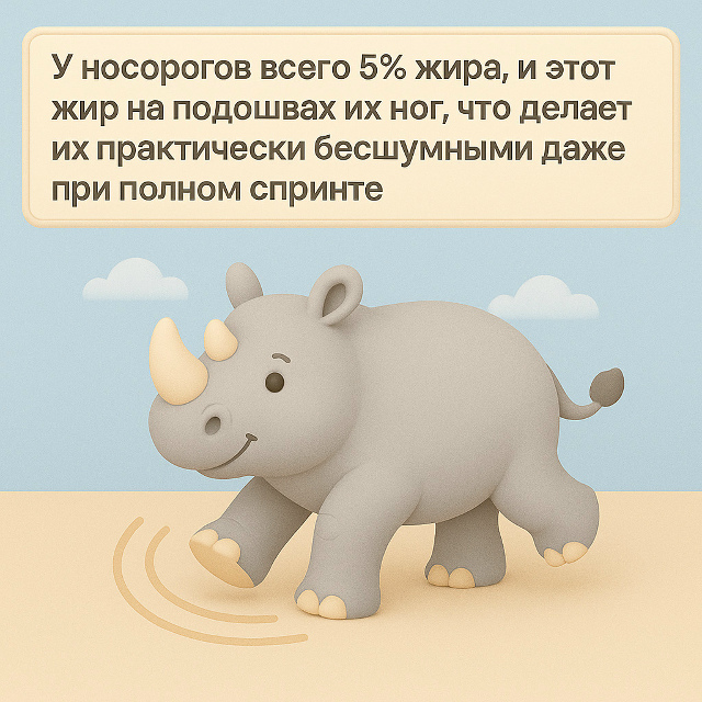 Носороги бегают почти бесшумно ?✨
У носорогов всего ...